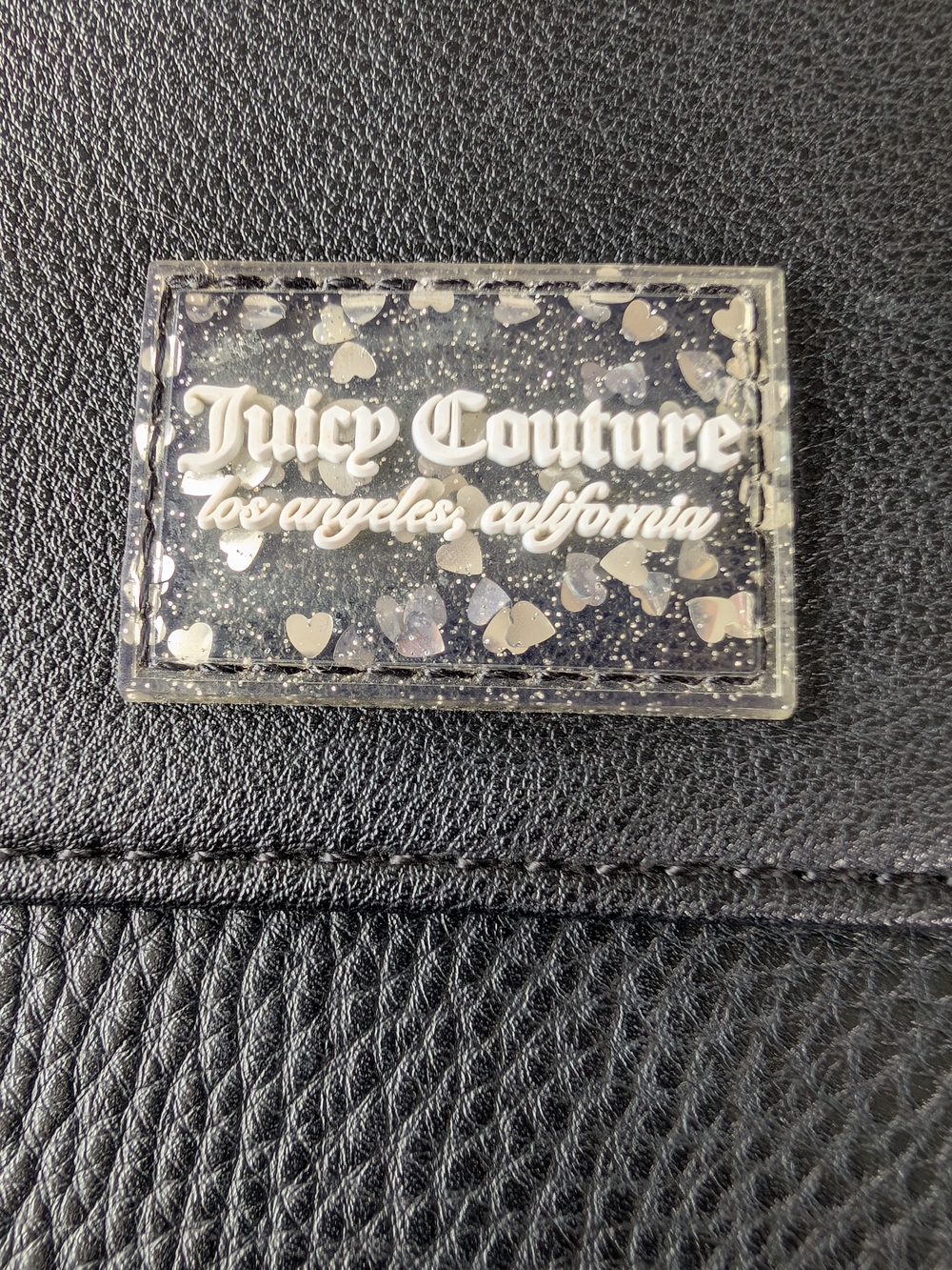 Juicy Couture Black Crossbody with Clear Heart Logo Plaque